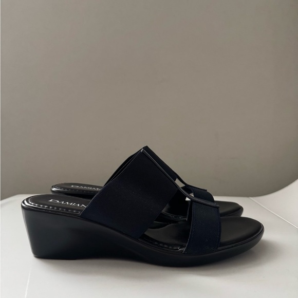 Navy Blue Contemporary Slip-On Wedge Sandals - Picture 1 of 6